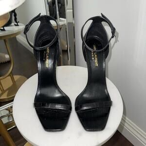 Saint Laurent OPYUM SANDAL CROCODILE LEATHER WITH BLACK HEEL